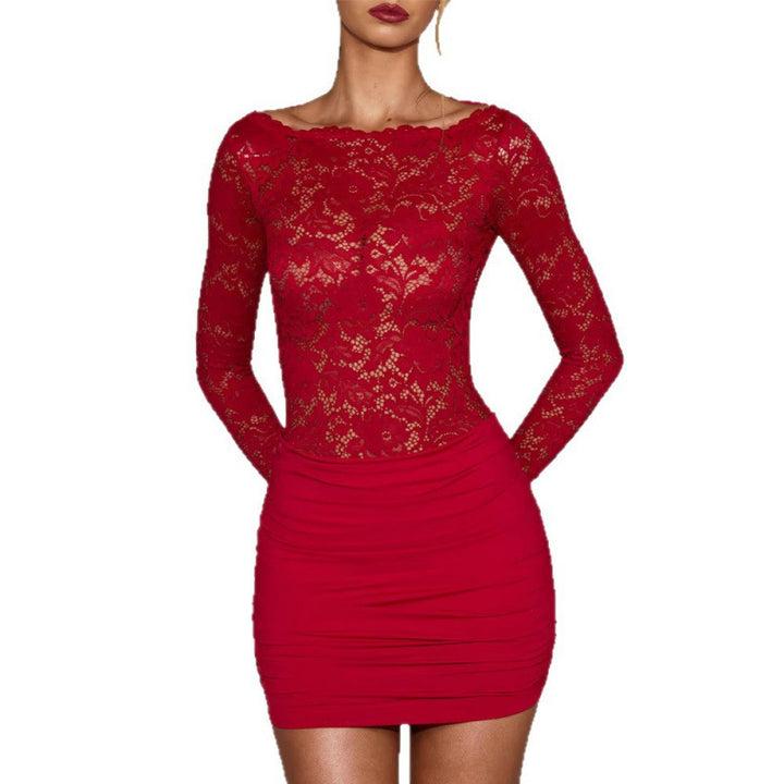 Ladies Chic Lace Bodysuits with Long Sleeves and Figure-Hugging Skirt Lune London