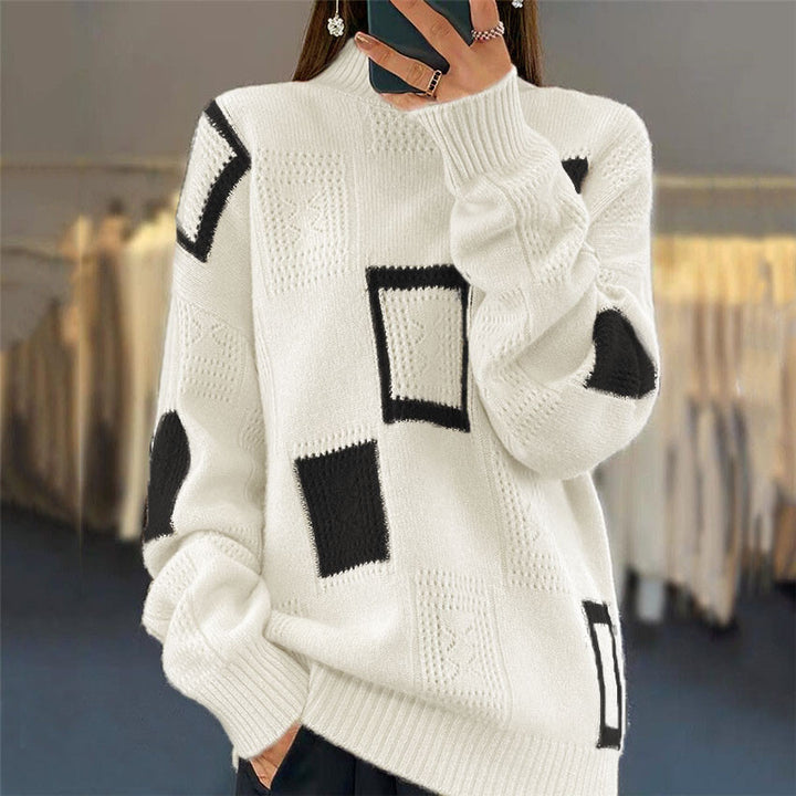 Fashionable women's sweater with textured patchwork pattern Lune London