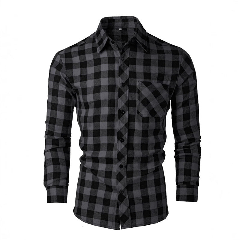Men's flannel shirt with a classic check pattern and a chest pocket Lune London