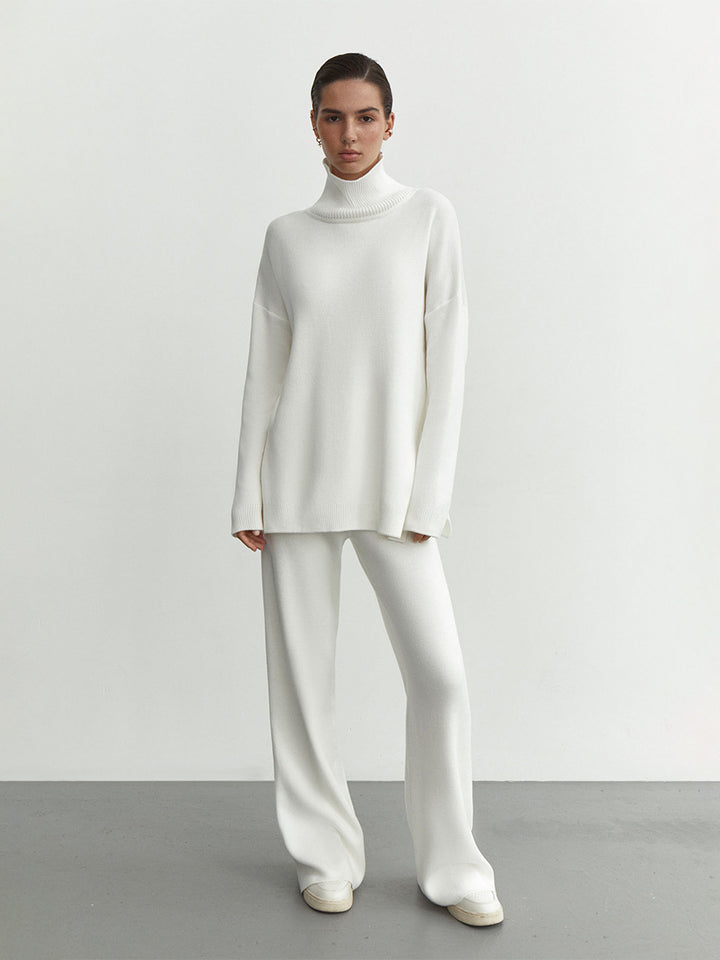 Modular knitted set for women with high collar and loose fit Lune London