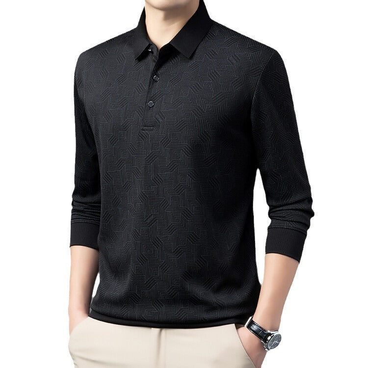 Long sleeve polo shirt for men fashionable with a textured design and breathable properties Lune London