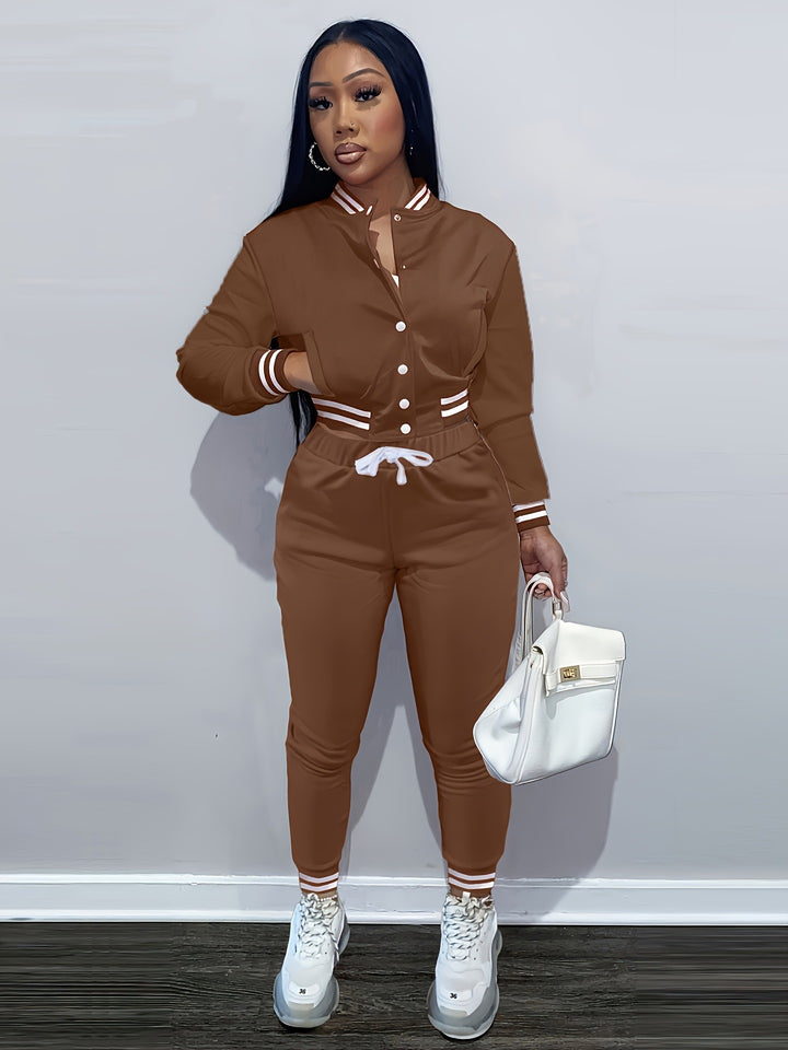 Ladies sporty jumpsuit with chic and stylish contrasts