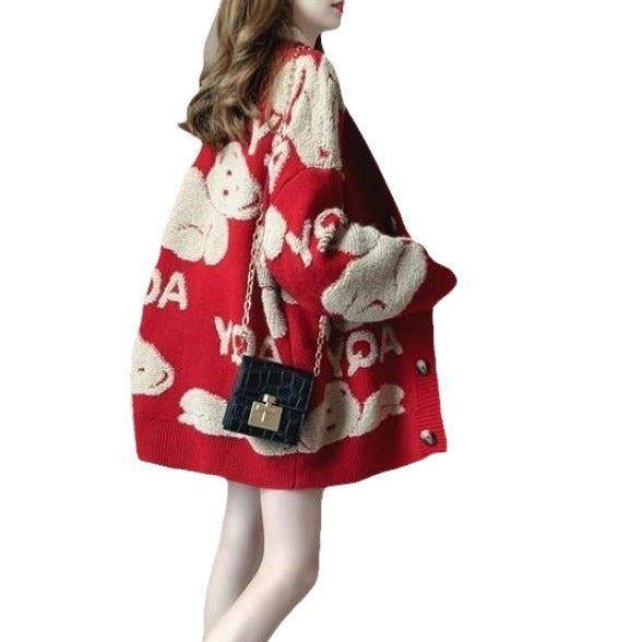 Women's oversized knit sweater with playful pattern and comfortable fit Lune London