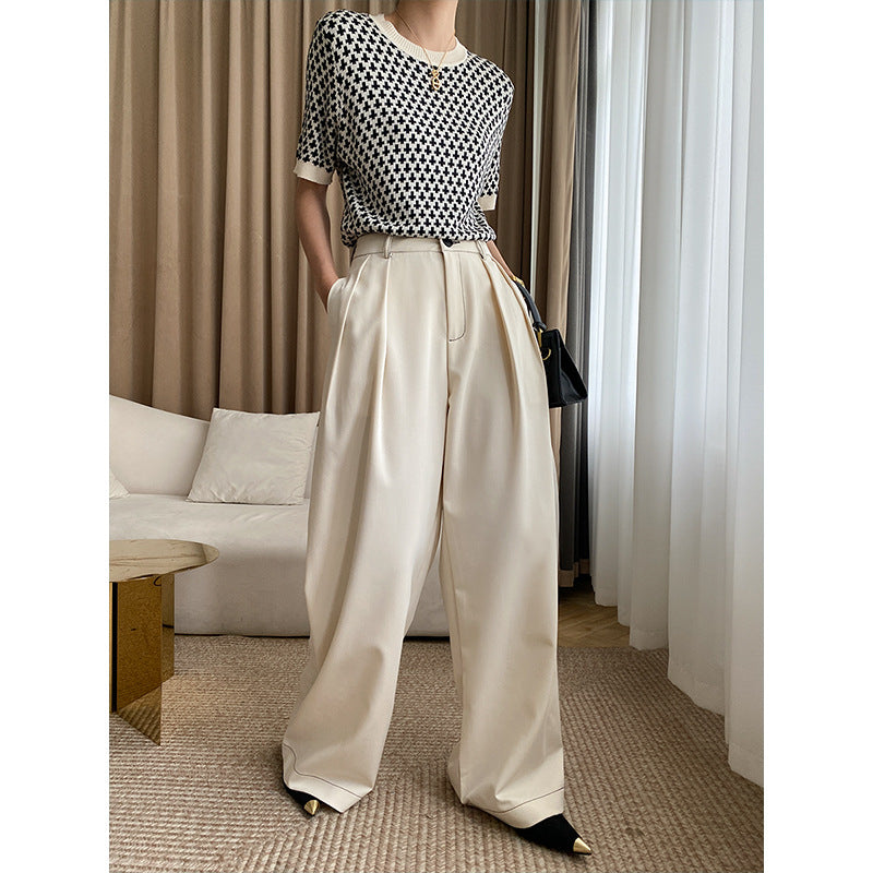 Ladies' Fashionable Short Sleeve Sweater with Graphic Pattern Chic & Stil