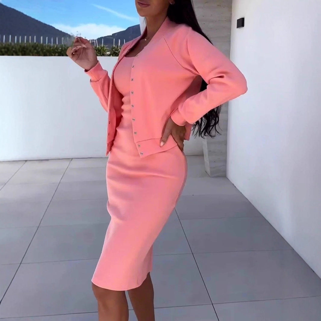 Sporty outfit for women with casual jacket and Lune London dress