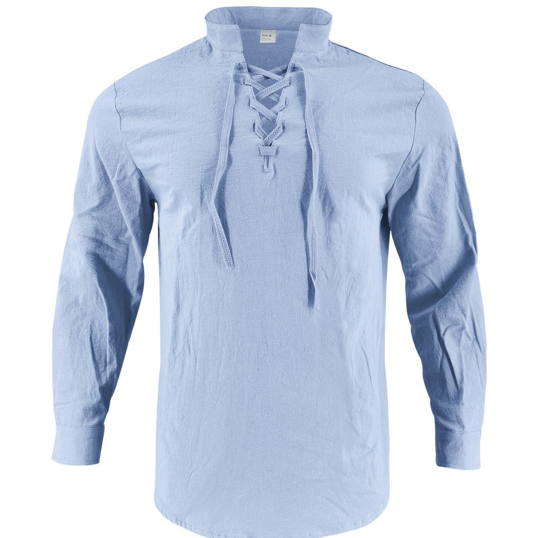 Long sleeve shirt for men with fashionable laces and high collar Lune London