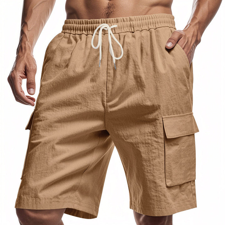 Shorts cargo pour hommes avec taille élastique et poches latérales pratiques Lune London