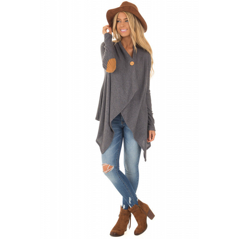 Women's wrap jacket with asymmetrical cut and leather accents Lune London