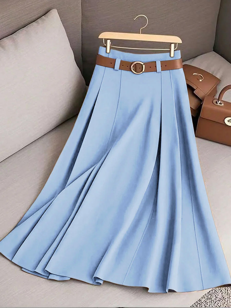 Jupe plissée évasée pour femmes avec application de ceinture élégante Chic & Stil