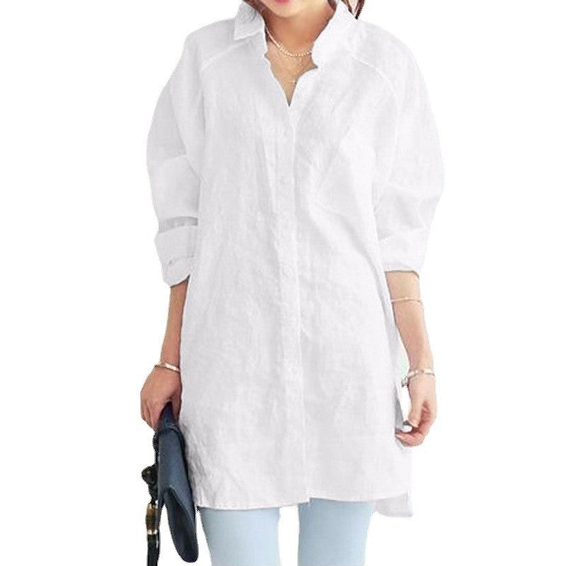 Ladies Oversized Linen Button-Up Tunic Lune London