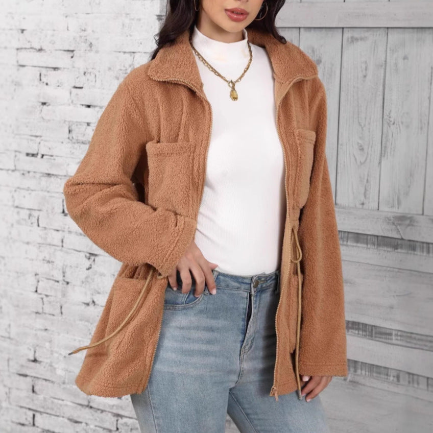 Fleece jacket for women with adjustable waist and practical pockets Lune London