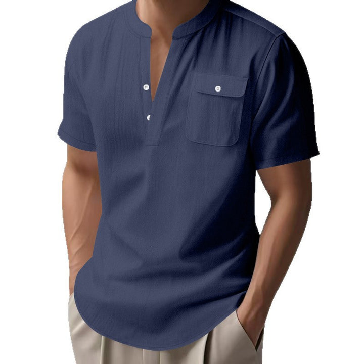 Short sleeve shirt for men with Henley collar and practical chest pocket Lune London