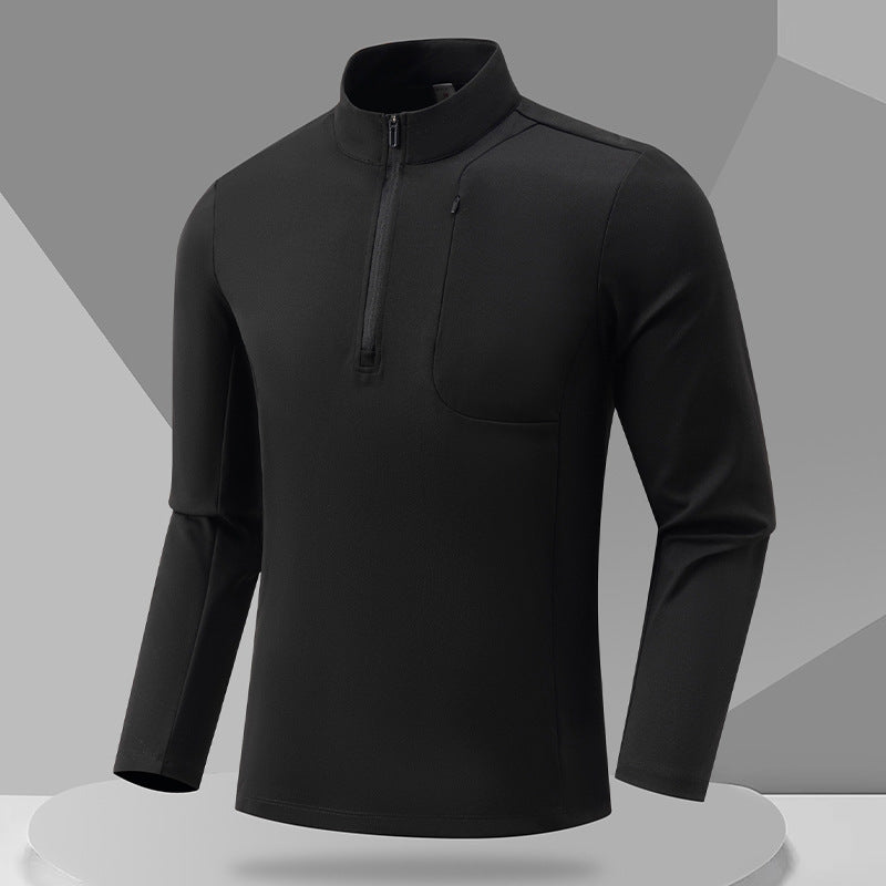 Functional long sleeve T-shirt for men with high collar and zipper Lune London