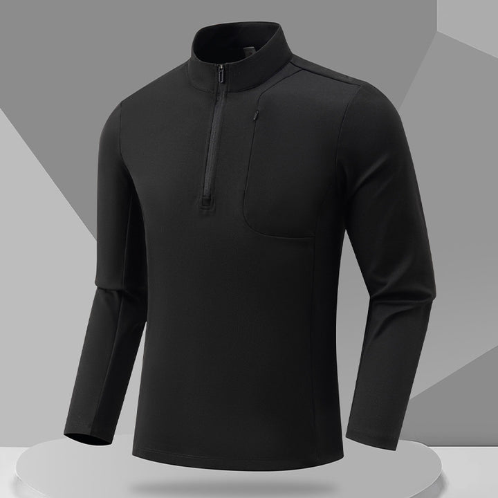 Functional long sleeve T-shirt for men with high collar and zipper Lune London