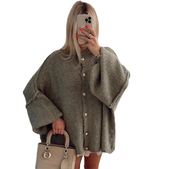 Chunky knit cardigan for women with elegant button details and a relaxed oversized fit Lune London