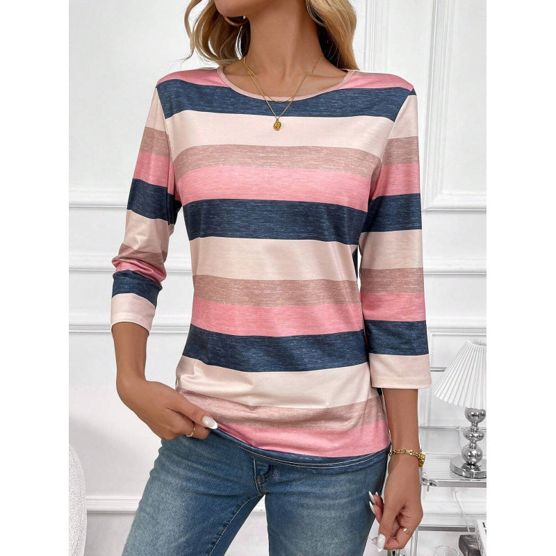 Long Sleeve Women's T-Shirt with Stylish Stripes Lune London