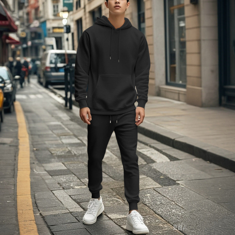High-quality cotton blend sports set for men with hood and elastic waistband Lune London