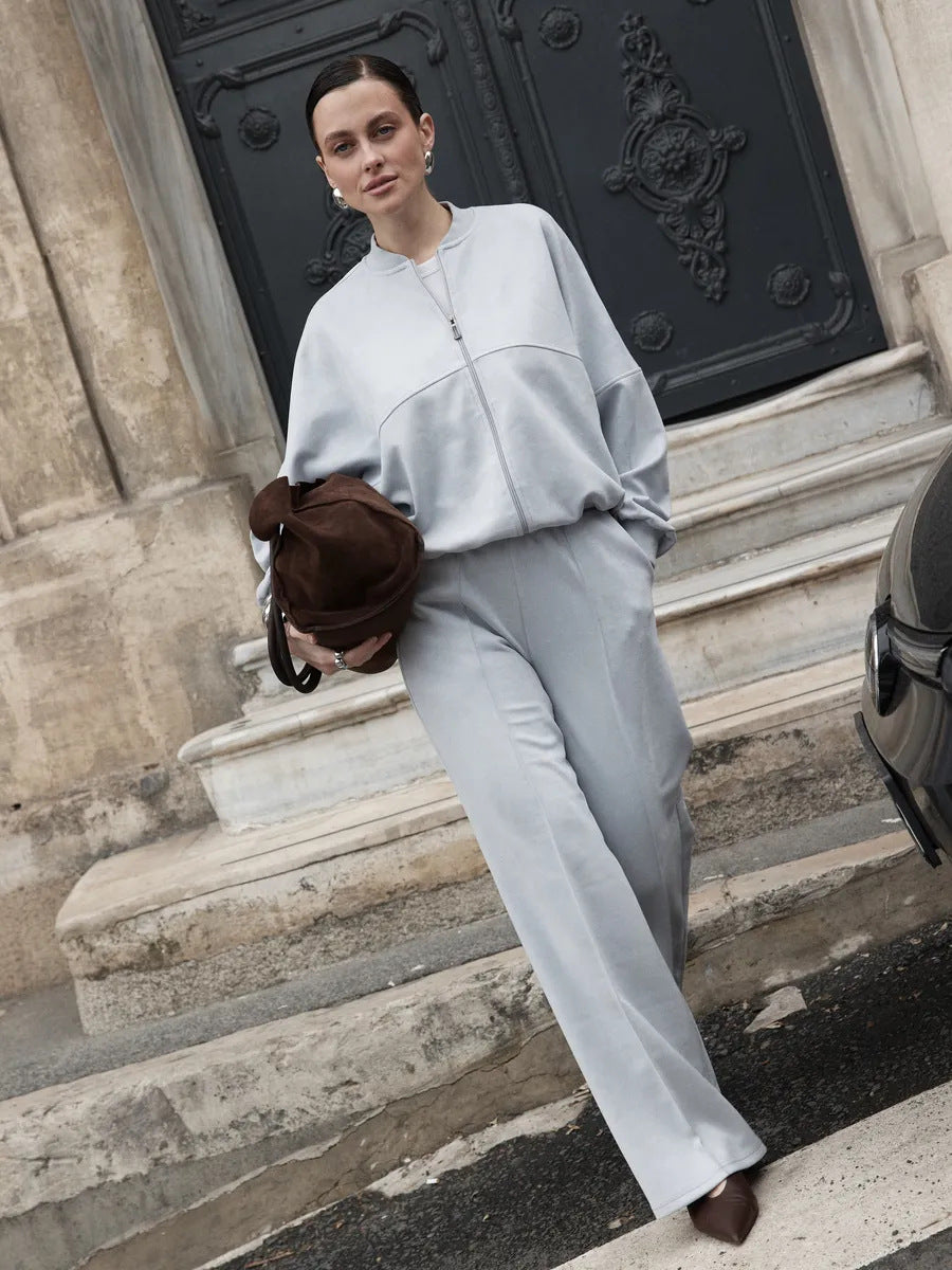 Women's modern leisure set with asymmetric zipper and elastic waistband Chic & Stil