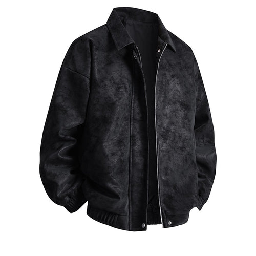 Synthetic leather bomber jacket for men with a relaxed fit and practical pockets Lune London