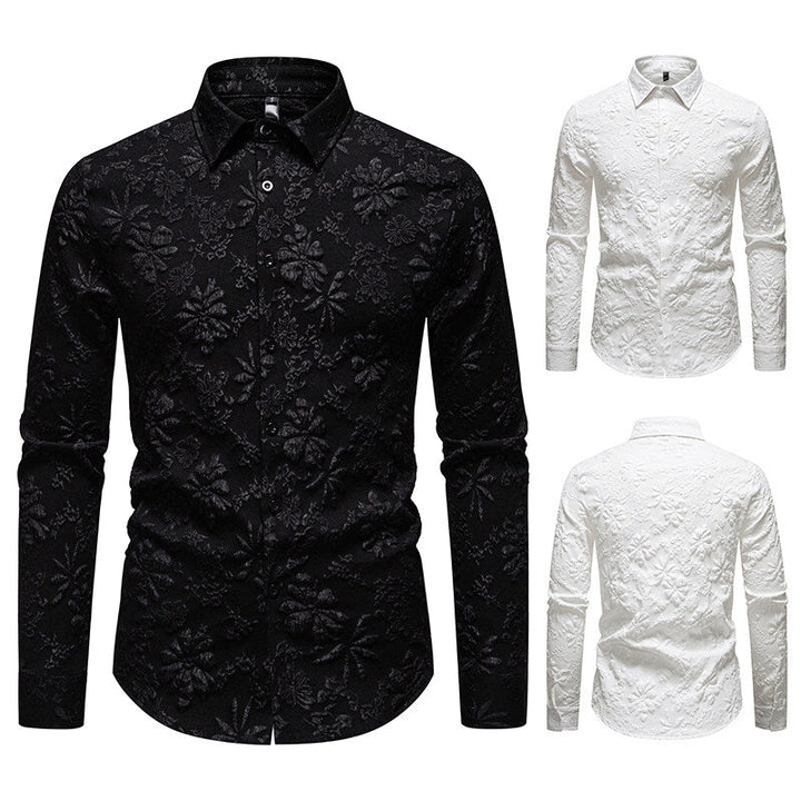 Men's Long Sleeve Shirt with Floral Relief Pattern Lune London