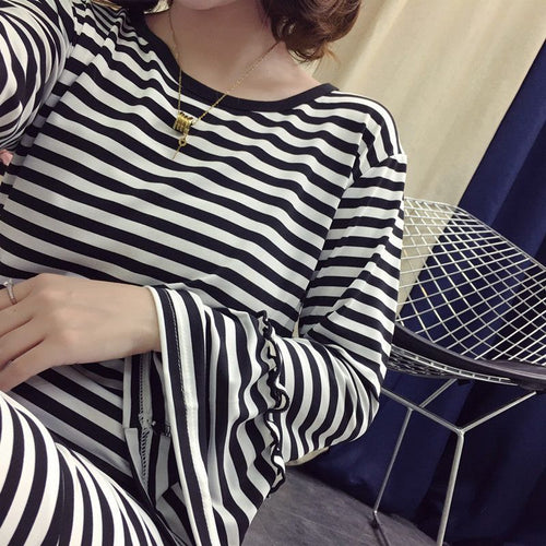 Women's striped mini dress with voluminous sleeves Lune London