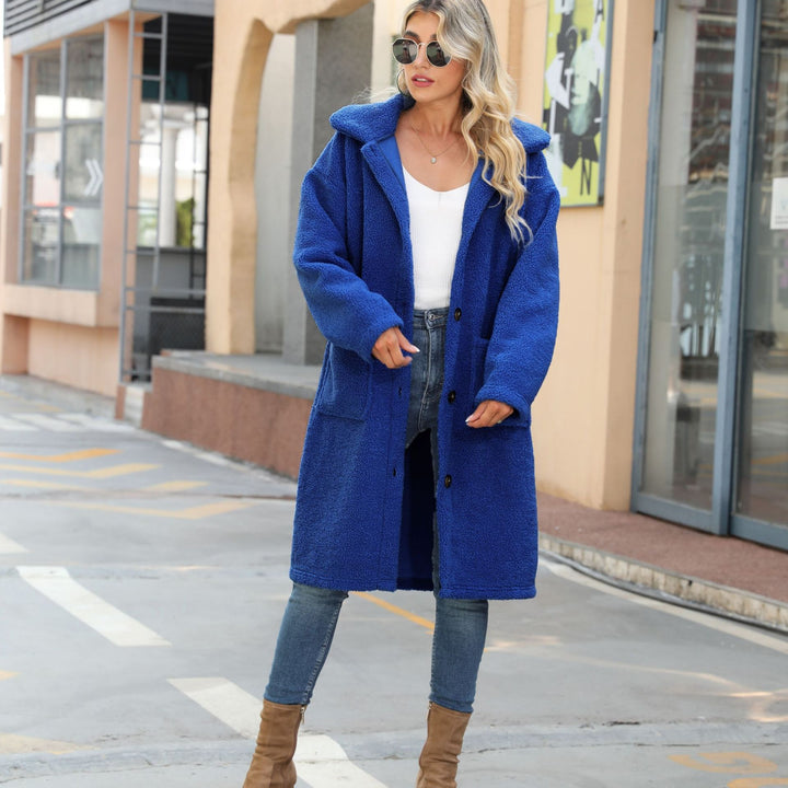 Ladies Soft Fleece Coat with Large Patch Pockets and Button Details Lune London