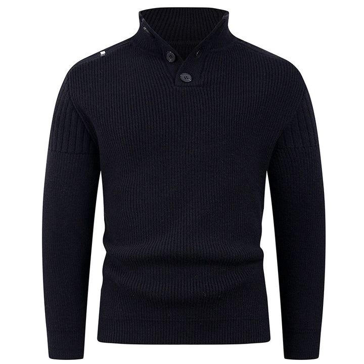 Knit sweater for men with high collar and button details Lune London