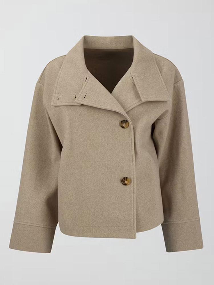 Women's Short Jacket with High Collar and Button Closure Lune London