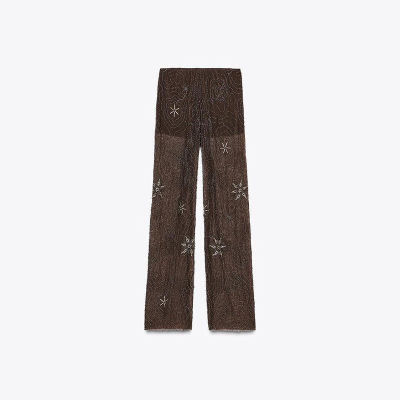Ladies Elegant, embroidered Sequins Palazzo style Chic pants and Style