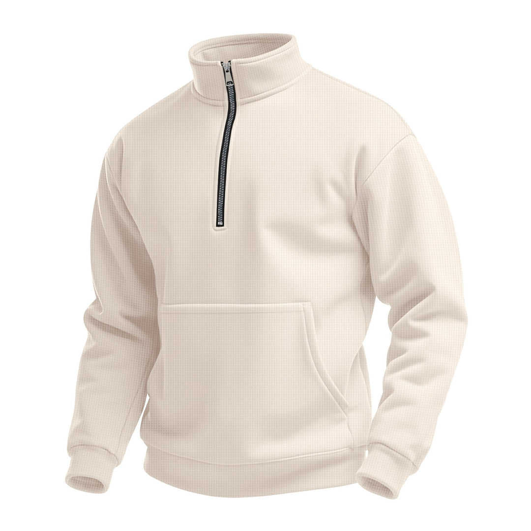 Women Stand Collar Sweater with Zipper and High-Quality Cotton Blend Chic & Stil