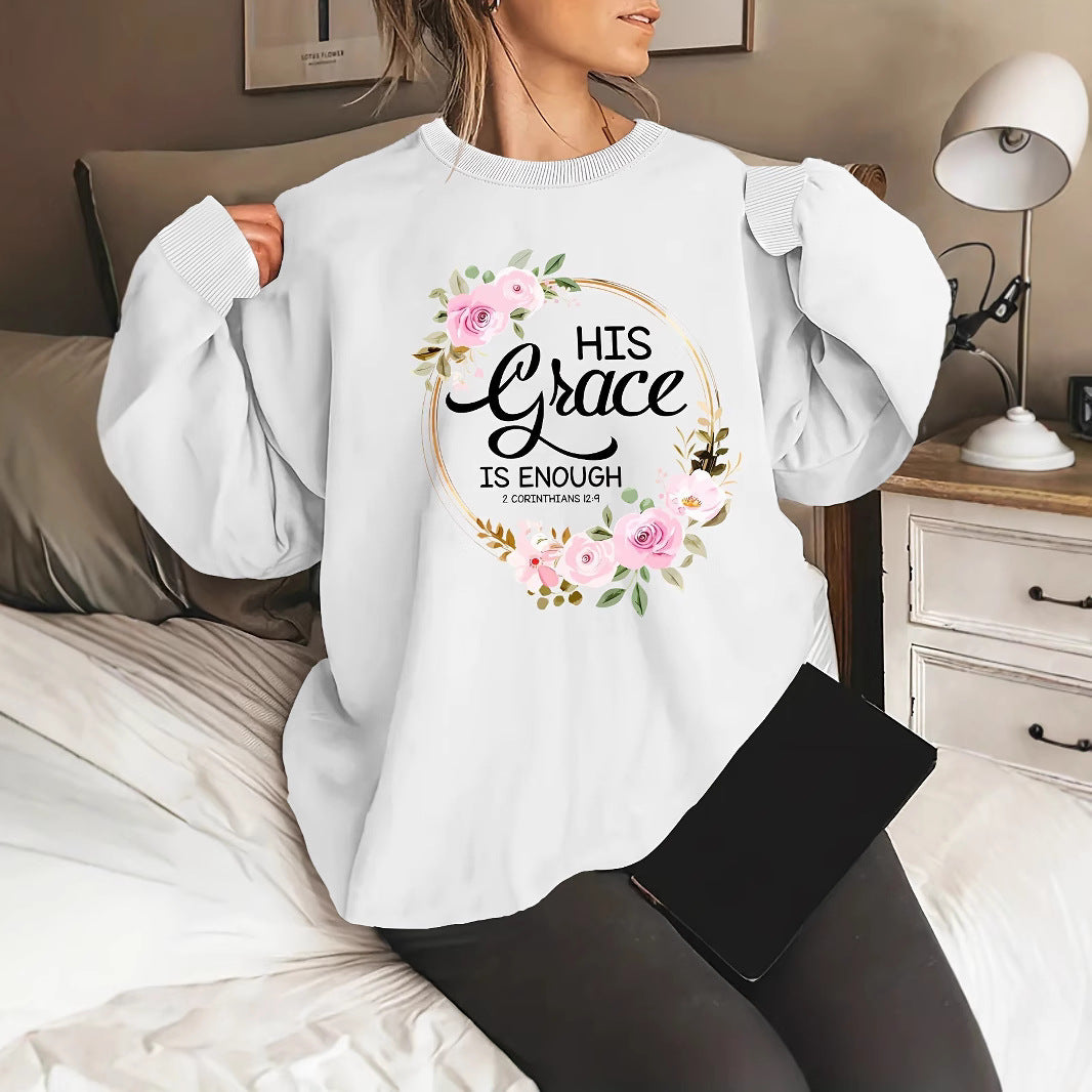 Sweat-shirt pour femmes avec lettres motivantes et design floral Chic & Stil