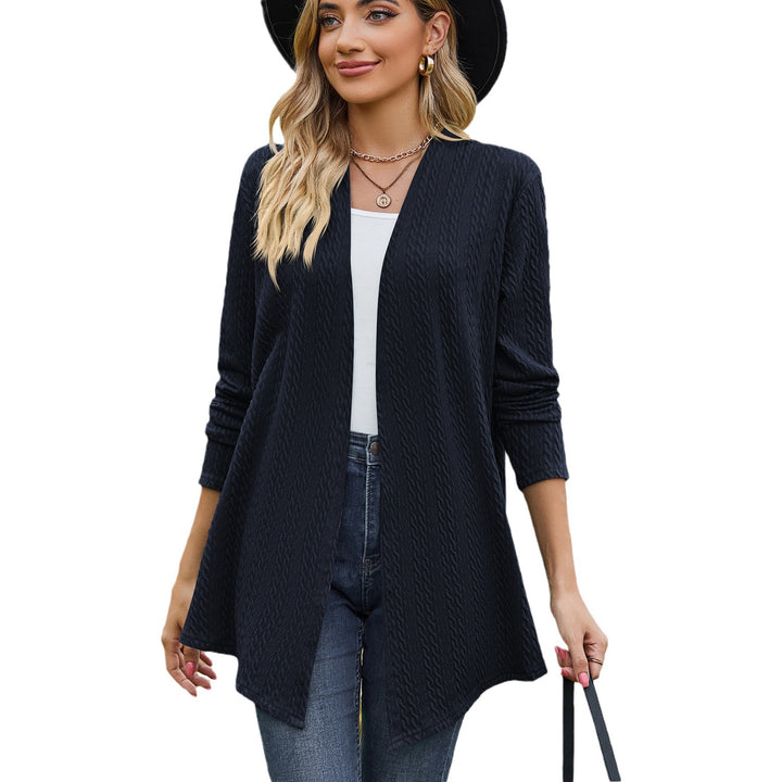 Knit jacket for women with a modern wave pattern and an open design Lune London