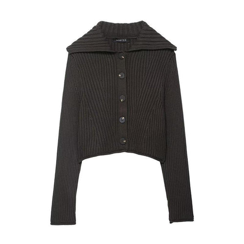 Knit jacket for women with a wide collar and trendy button details Lune London