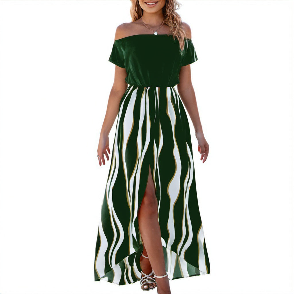 Maxi dress for women with an elegant off-shoulder neckline and a flowing design Lune London