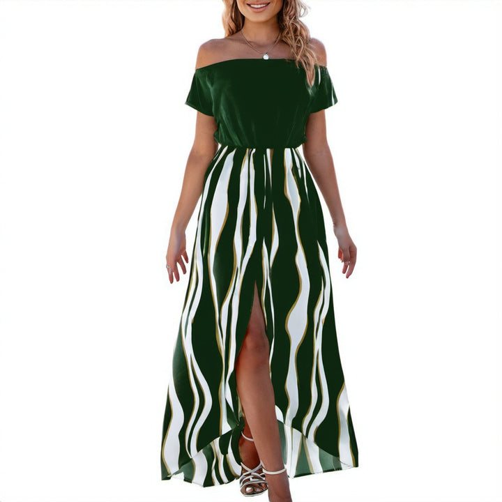 Maxi dress for women with an elegant off-shoulder neckline and a flowing design Lune London