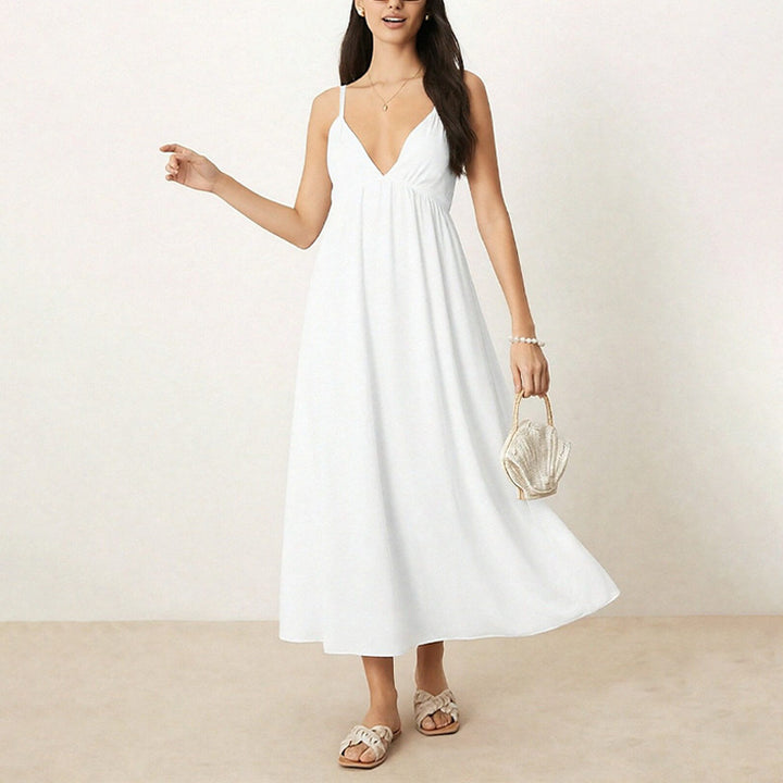 Robe maxi pour femme avec décolleté en V profond et jupe fluide Chic & Stil