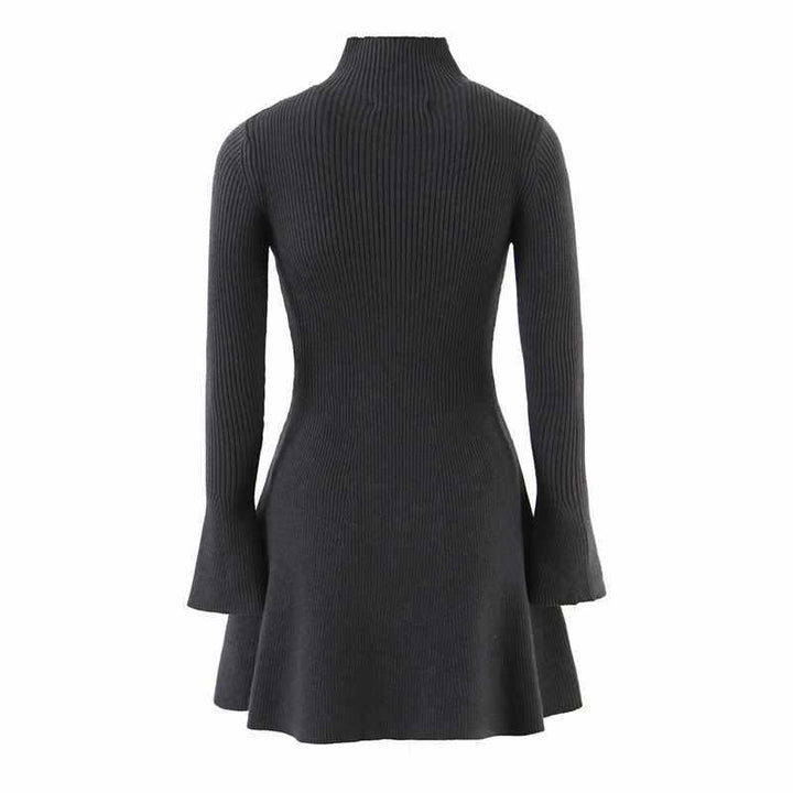 Elegant sweater dress for ladies with high collar and flared sleeves Lune London