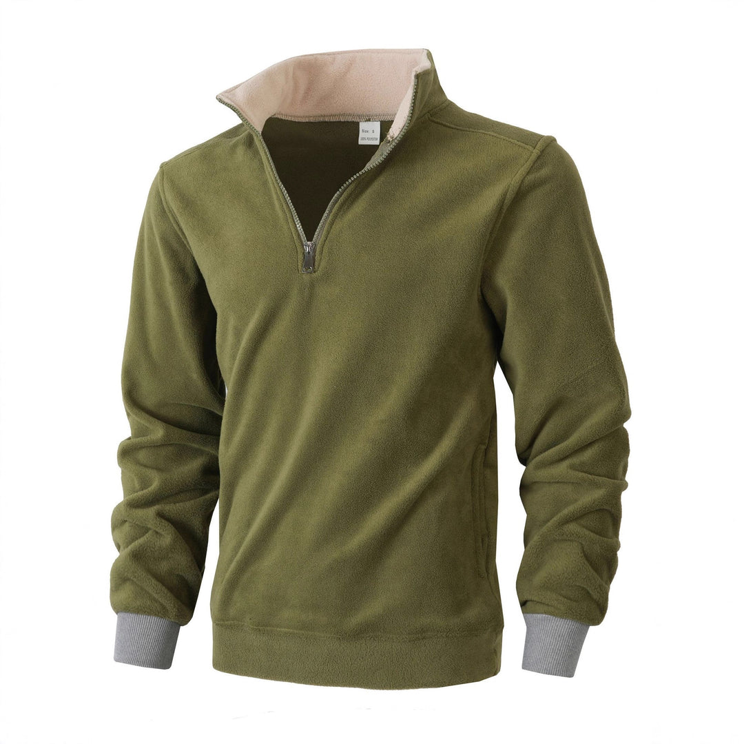 Men's fleece pullover with high collar and zipper Lune London