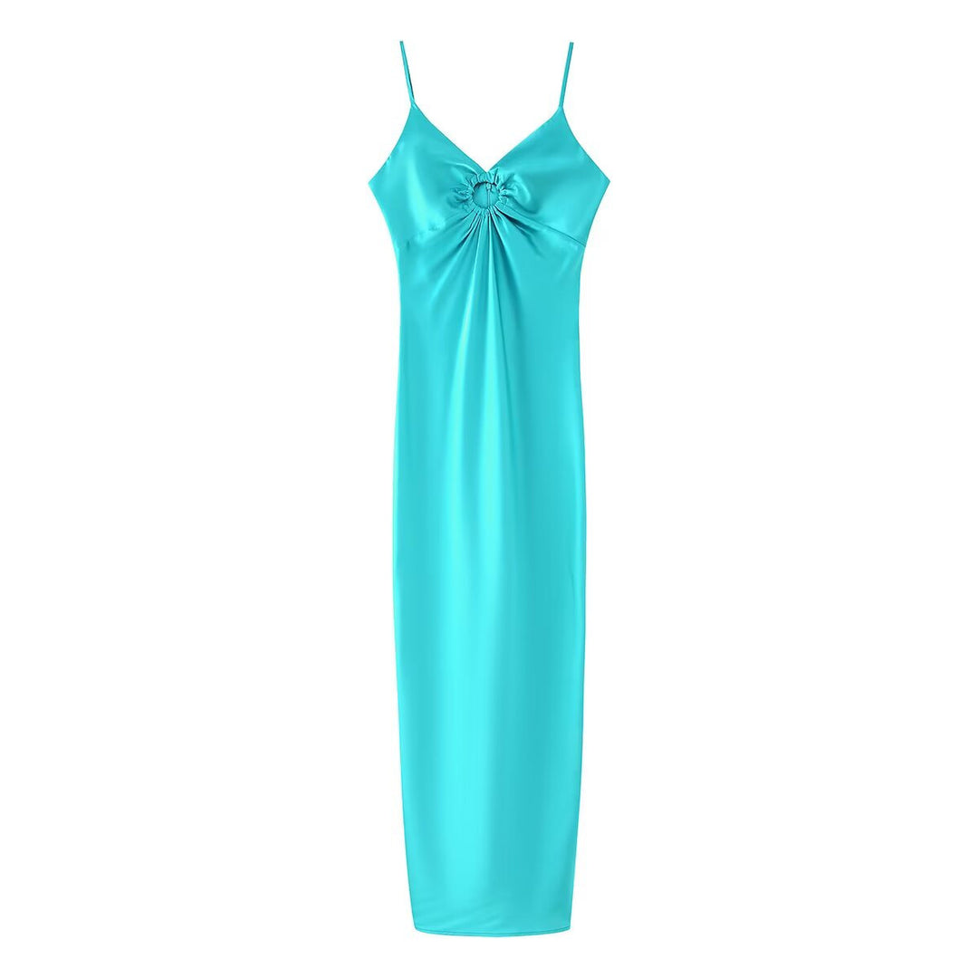 Maxi dress for women with an elegant top and delicate ruffles Lune London