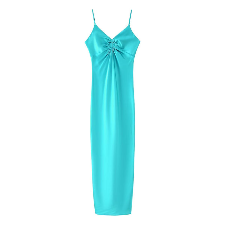 Maxi dress for women with an elegant top and delicate ruffles Lune London