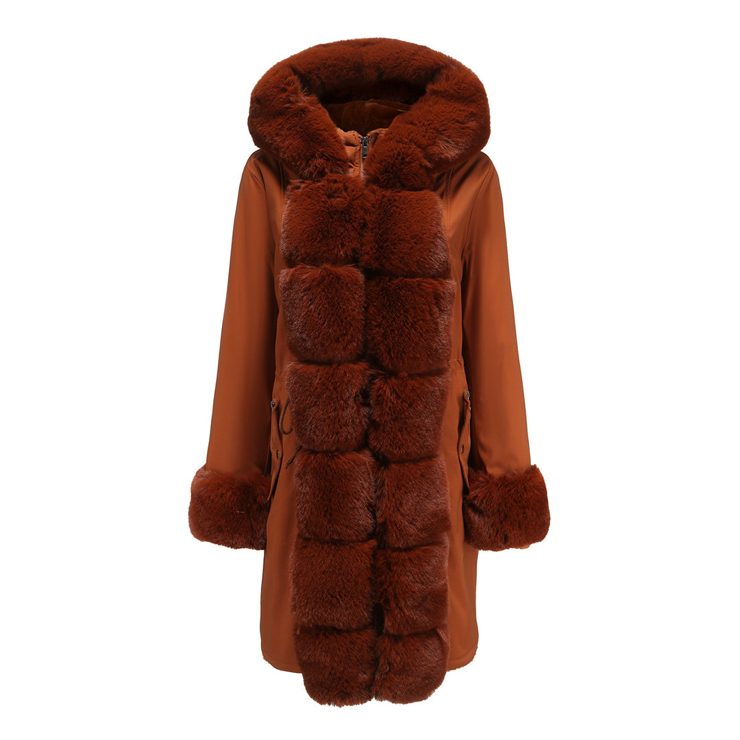 Women's Fashion Long Coat with Faux Fur Trim Lune London