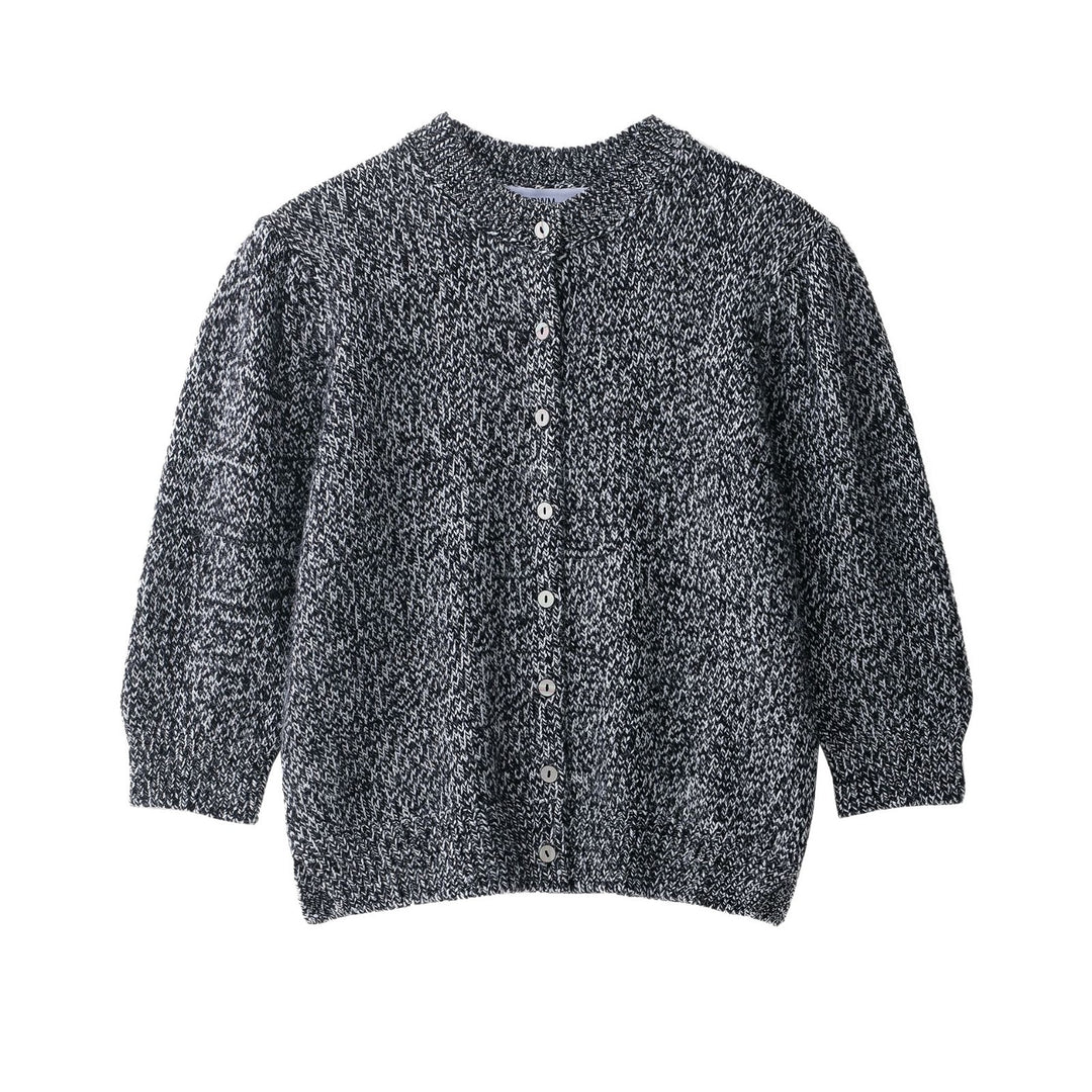 Knitted jacket for women with button closure and elegant ruffle details Lune London
