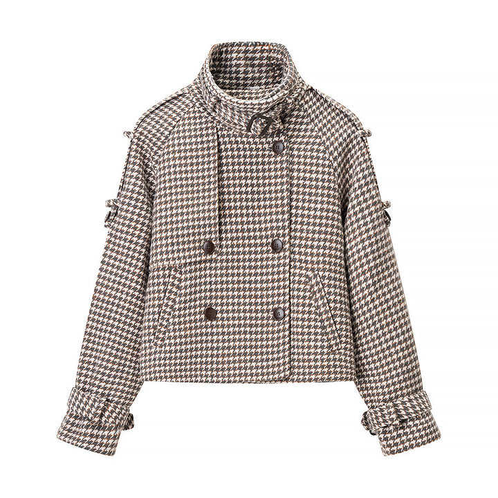 Veste en tweed à la mode pour femmes avec patte de boutonnage double et détails décoratifs Chic & Stil