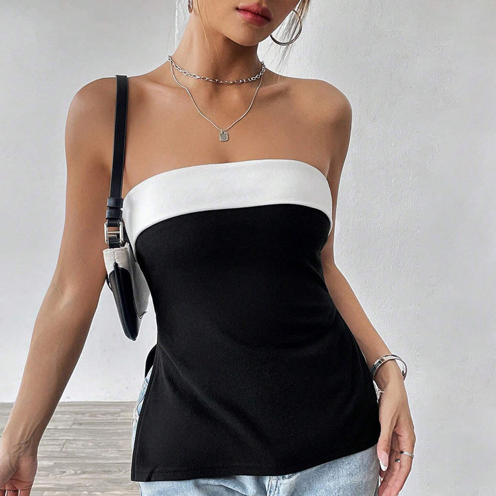 Débardeur pour femmes avec une silhouette ajustée et un design contrasté élégant Chic & Stil