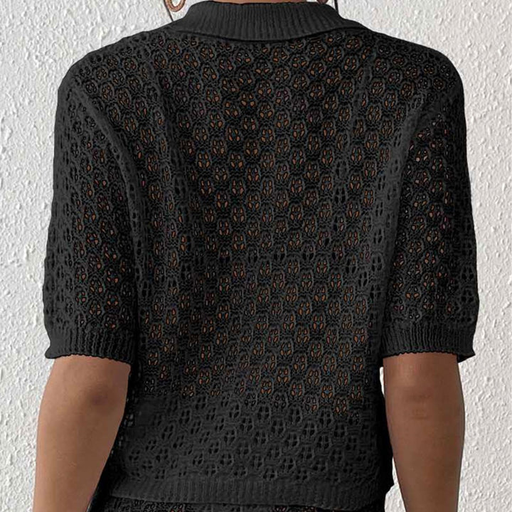 Open crochet knit women's cardigan Lune London