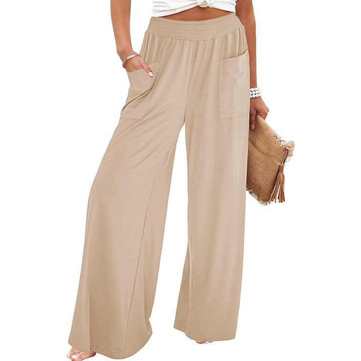 Women Wide Leg Palazzo Pants with Elastic Waist and Convenient Pockets Lune London