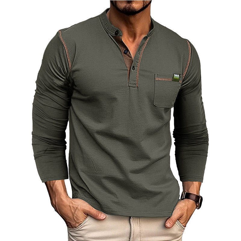 Men's long sleeve shirt with half-button and chest pocket Lune London