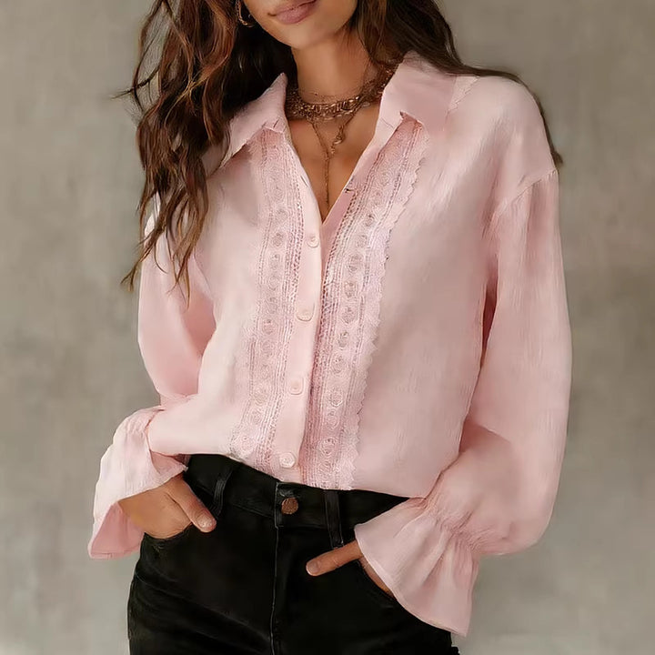 Women's elegant blouse with lace details and balloon sleeves Lune London