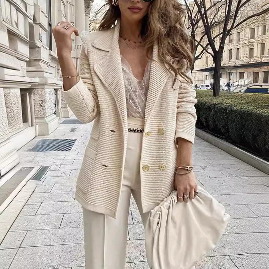 Women Elegant Structured Blazer Jacket with Classic and Playful Button Details Lune London