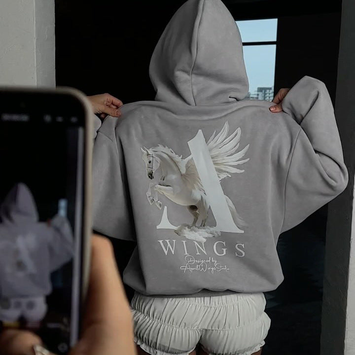 Hoodie for women with a creative design of Pegasus Lune London